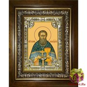 Икона освященная &quot;Иоанн Кронштадский праведный чудотворец (Иван)&quot;, 18x24 см, со стразами, в деревянном киоте 24x30 см, 24x30 см