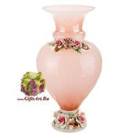 Ваза муранское стекло и фарфор. Ручная работа. 845746 Высота 40 см. Италия