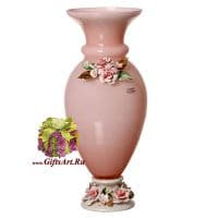 Ваза муранское стекло и фарфор. Ручная работа. 405746 Высота 43 см. Италия