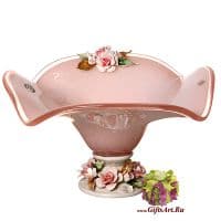 Ваза фруктовница муранское стекло и фарфор. Ручная работа. Длина 36 см. Италия