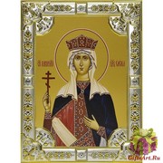 Икона освященная &quot;Елена&quot;, дерево, серебро 925, 18x24 см, со стразами