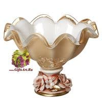 Ваза муранское стекло и фарфор. 205746 Ручная работа. Длина 26 см. Италия