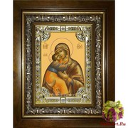 Икона освященная &quot;Владимирская икона Божией Матери&quot;, 18x24 см, со стразами, в деревянном киоте 24x30 см, 24x30 см