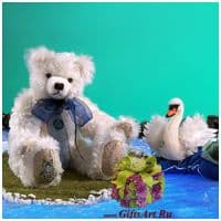 Мишка Херманн Нойшванштайн с лебедем. Лимит 500 штук. Высота 40 см. Hermann Coburg Германия