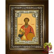 Икона освященная &quot;Феодор Тирон великомученик (Фёдор)&quot;, 18x24 см, со стразами, в деревянном киоте 24x30 см, 24x30 см