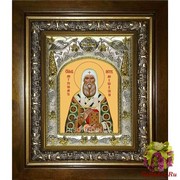 Икона освященная &quot;Петр Митрополит Московский ,святитель&quot;, 14x18 см, в деревянном киоте 20x24 см, 20x24 см