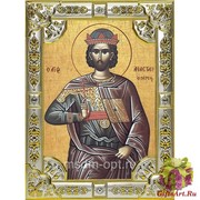 Икона освященная &quot;Анастасий Персиянин преподобномученик&quot;, дерево, серебро 925, 18x24 см, со стразами