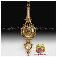 Бронзовые настенные часы с термометром и гигрометром. Высота 78 см. Virtus Испания