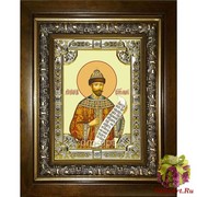 Икона освященная &quot;Николай (Романов)II император ,страстотерпец&quot;, 18x24 см, со стразами, в деревянном киоте 24x30 см, 24x30 см