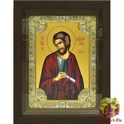 Икона освященная &quot;Яков&quot;, дерево, серебро 925, 18x24 см, со стразами, в деревянном киоте 24x30 см, 24x30 см
