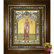 Икона освященная &quot;Иерофей преподобный&quot;, 14x18 см, в деревянном киоте 20x24 см, 20x24 см