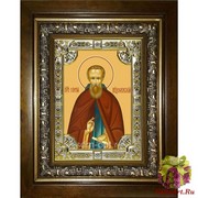 Икона освященная &quot;Сергий (Сергей) Радонежский преподобный&quot;, 18x24 см, со стразами, в деревянном киоте 24x30 см, 24x30 см