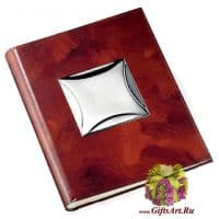 Фотоальбом кожаный с серебрянной вставкой Галактика. Размер 30 x 24 см Италия
