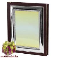 Фотоальбом кожаный с серебреной вставкой Рим. Размер 25 x 20 см Италия