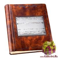 Фотоальбом кожаный с серебрянной вставкой Андромеда. Размер 30 x 24 см Италия