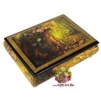 Деревянная шкатулка для драгоценностей музыкальная. Длина 17 см