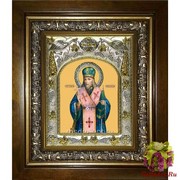 Икона освященная &quot;Иоасаф епископ Белгородский святитель&quot;, 14x18 см, в деревянном киоте 20x24 см, 20x24 см