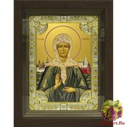 Икона освященная &quot;Матрона Московская блаженная&quot;, 18x24 см, со стразами, в деревянном киоте 24x30 см, 24x30 см