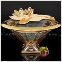 Ваза фруктовница CEVIK. Хрусталь. Эмали. Золочение. Ширина 37 см Стразы Сваровски. Италия