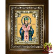 Икона освященная &quot;Иоасаф епископ Белгородский святитель&quot;, 18x24 см, со стразами, в деревянном киоте 24x30 см, 24x30 см