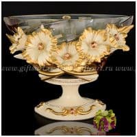 Ваза фруктовница CEVIK. Хрусталь. Эмали. Золочение. Ширина 32 см Стразы Сваровски. Италия