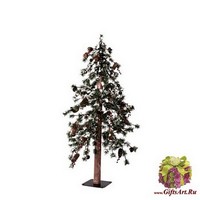 CT Пихта Осака, заснеженная с ягодами и шишками 90 см. Древесный ствол.