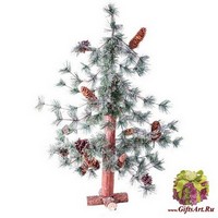 CТ Пихта Киото заснеженная с маленькими шишками 90 см. Древесный ствол.