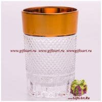Набор 6 стканов для воды 300 мл. Хрусталь с золочением. Чешский хрусталь