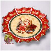 Блюдо круглое фарфоровое &quot;Новогодняя коллекция&quot; 38 см Подарочная упаковка 181685