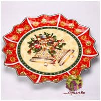 Блюдо круглое фарфоровое &quot;Новогодняя коллекция&quot; 38 см Подарочная упаковка 381685