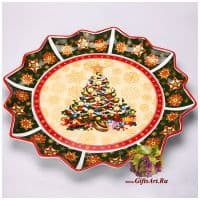 Блюдо круглое фарфоровое &quot;Новогодняя коллекция&quot; 38 см Подарочная упаковка 281685