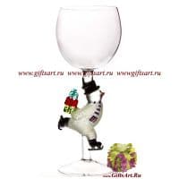 Бокал фигурный Снеговик на коньках. Высота 20 см. Ручная работа США