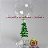 Бокал фигурный для вина Ёлочка новогодняя. Высота 20 см. Ручная работа США
