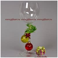 Бокал фигурный для вина Новогоднее настроение. Высота 20 см. Ручная работа США