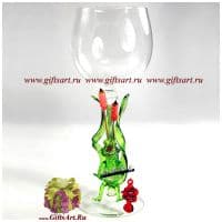 Бокал фигурный Лягушка-рыбак. Высота 20 см. Ручная работа США