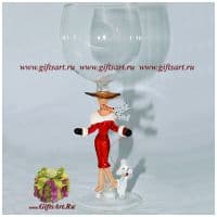 Бокал фигурный Дама с пуделем. Высота 20 см. Ручная работа США