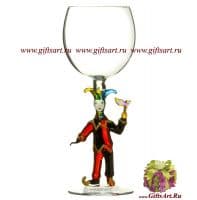 Бокал фигурный Арлекин. Высота 20 см. Ручная работа США
