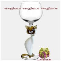 Бокал фигурный Кошка-аристократка. Высота 20 см. Ручная работа США