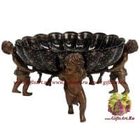 Блюдо большое. Фарфор и бронза. Ручная работа. Декор Флёр-де-ли Fleur de Lys. Диаметр 39 см