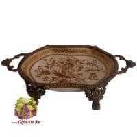 Чаша. Фарфор и бронза. Декор Хэмпшир. Ручная работа. Длина 25 см