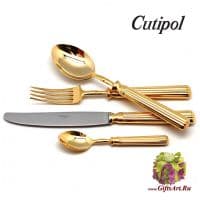 Набор столовых приборов Cutipol Line Gold 9171 на 6 персон, 24 предмета, позолоченная сталь 18/10, Португалия