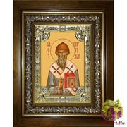 Икона освященная &quot;Спиридон Тримифунтский святитель&quot;, 18x24 см, со стразами, в деревянном киоте 24x30 см, 24x30 см
