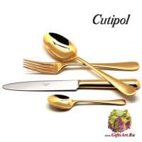 Набор столовых приборов Cutipol Atlantico Gold 9201 на 6 персон, 24 предмета, позолоченная сталь 18/10, Португалия