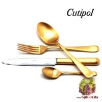 Набор столовых приборов Cutipol Atlantico Gold 9202 на 6 персон, 24 предмета, позолоченная матовая сталь 18/10, Португалия