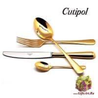 Набор столовых приборов Cutipol Alcantara Gold 9291 на 6 персон, 24 предмета, позолоченная сталь 18/10, Португалия