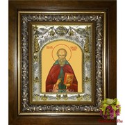 Икона освященная &quot;Венедикт Нурсийский преподобный&quot;, 14x18 см, в деревянном киоте 20x24 см, 20x24 см