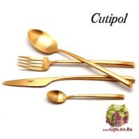 Набор столовых приборов Cutipol Mezzo Gold 9302 на 6 персон, 24 предмета, позолоченная матовая сталь 18/10, Португалия