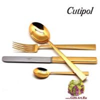 Набор столовых приборов Cutipol Bauhaus Gold 9321 на 6 персон, 24 предмета, позолоченная сталь 18/10, Португалия