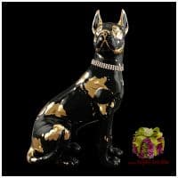 Верный друг скульптура чёрная с золотом и стразами. Высота 46 см. Ahura. Италия