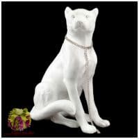 Скульптура керамика Ahura &quot;Снежный барс со стразами правый&quot; Высота 61 см Италия
